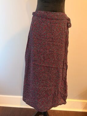 Joules Red Heart-Print Wrap Midi Skirt